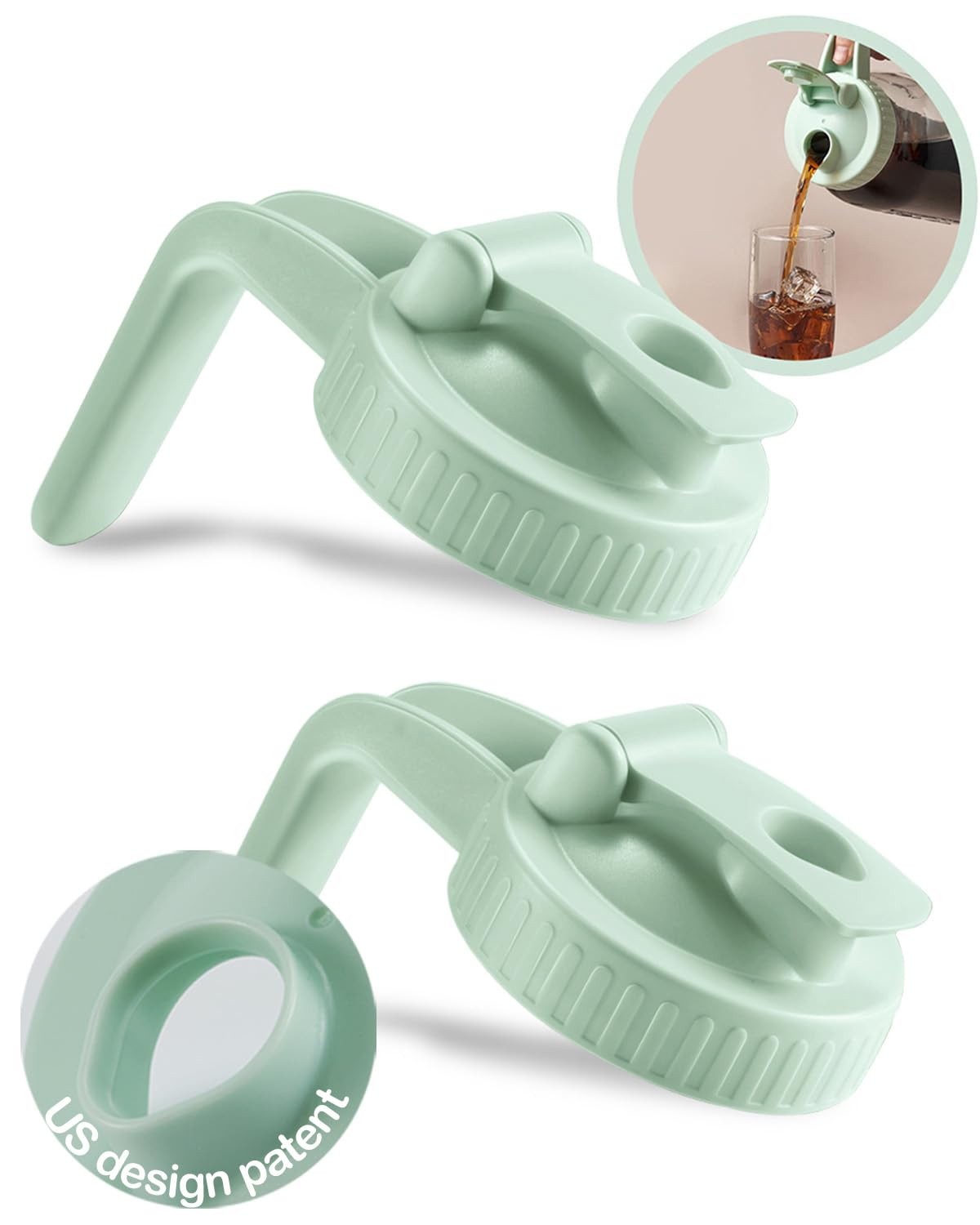 2 Pack Wide Mouth Mason Jar Lids V-Shaped with Handle, Mason Jar Pour Spout Lid gallery