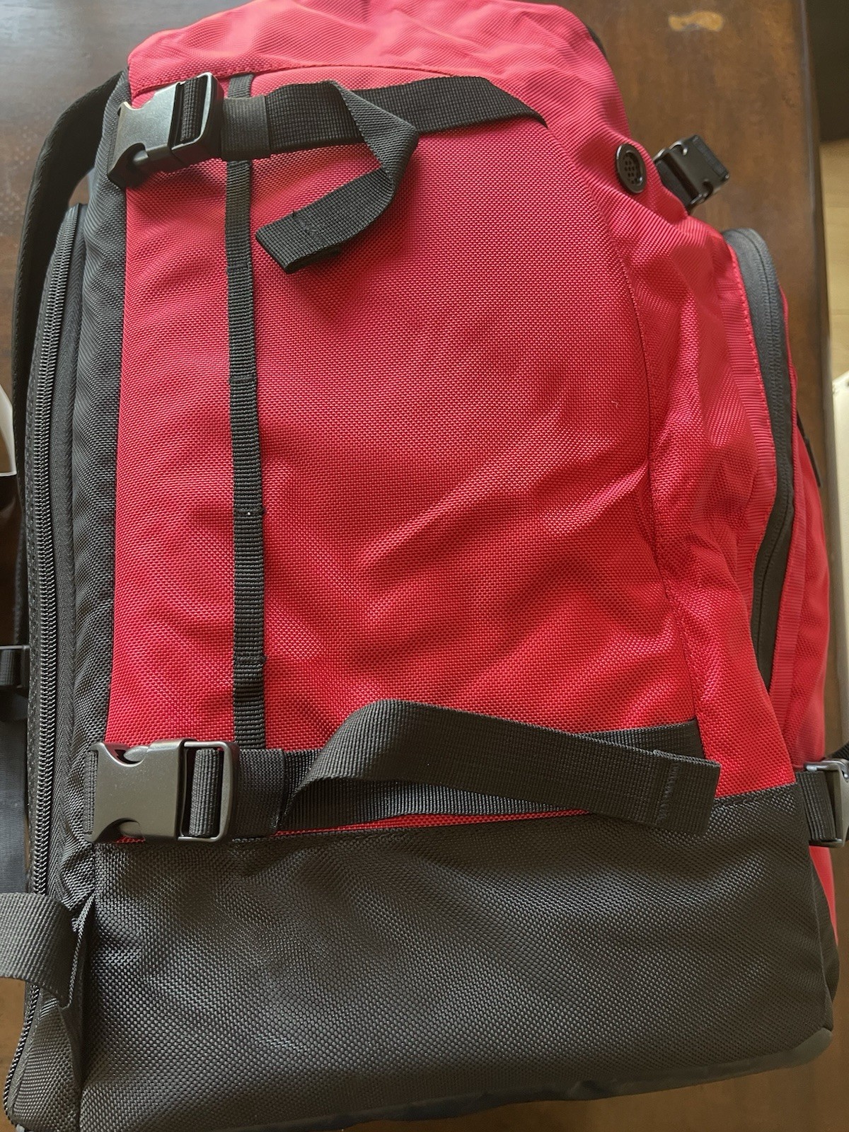 CSCL Red Black Hiking Backpack Zipper Buckle Adjustable Straps Padded Back 5