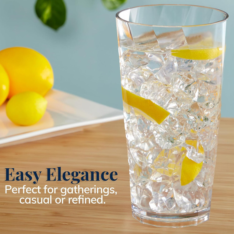 Optix Plastic Reusable Drinking Glasses (Set of 8) 20Oz Water Cups in Clear | Bp gallery