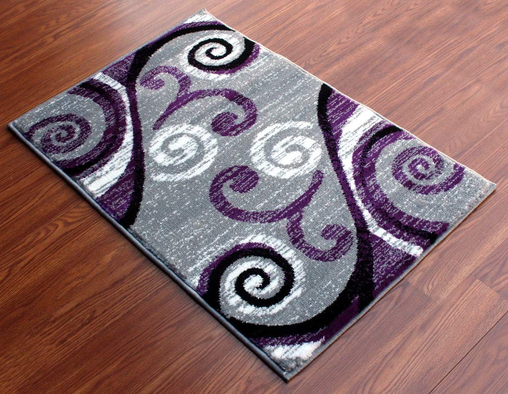 , Stephanie Collection Area Rug Modern Contemporary Design 1100 Purple Grey W... gallery