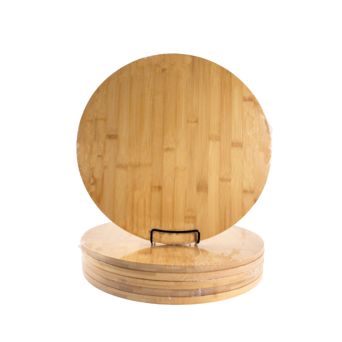 6pc, Bulk 15" Round Plain Bamboo Serving Tray, Charcuterie Cheese Cutting Boards gallery