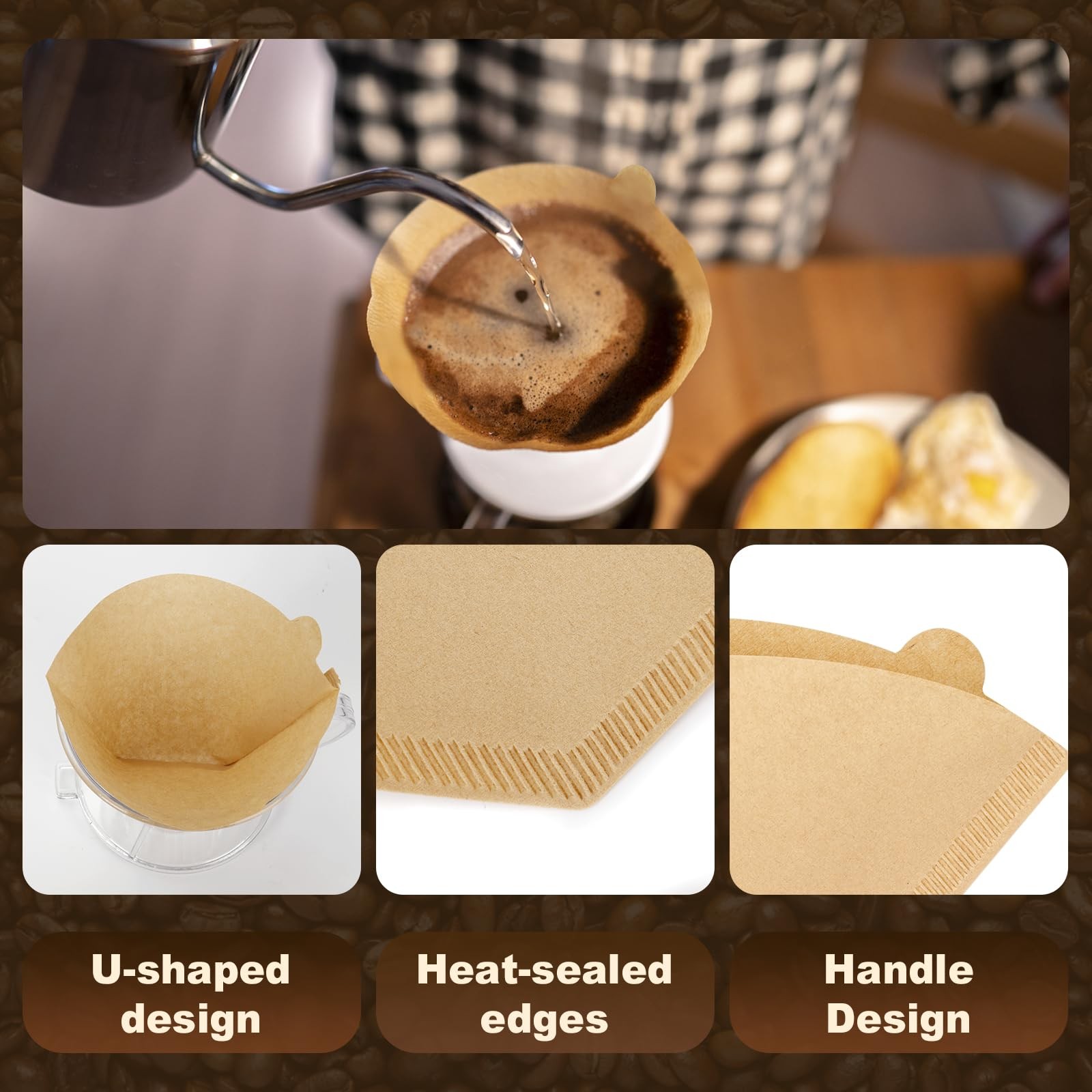 250 Count #2 Coffee Filters 2-4 Cup, Premiun Unbleached Natural Coffee Paper ... gallery