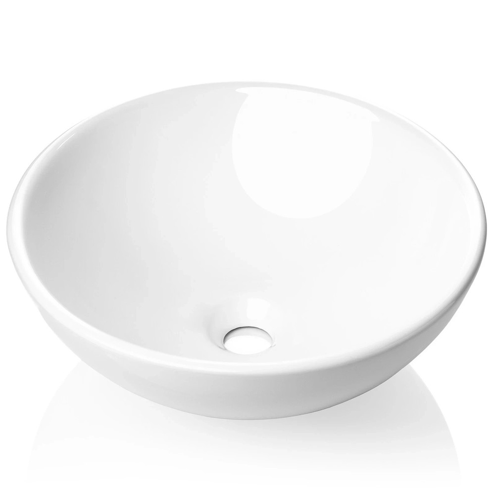 Round Porcelain Surface Mount Vessel Sink Bowl 12.8" x 12.8" Home/RV/Camper
