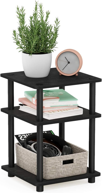 Modern 3-Tier Side Table with Open Shelves for Living Room and Bedroom, Blackwoo gallery