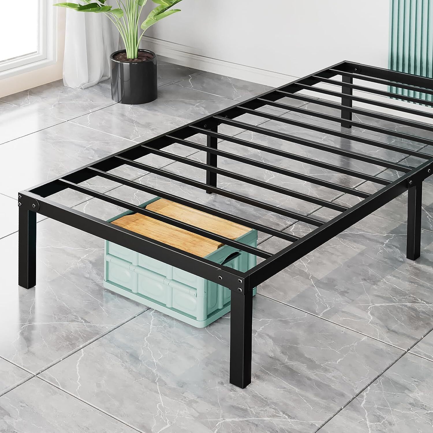 14 Inch Heavy Duty Metal Platform Bed Frame Twin Size Sturdy Steel Slat Support gallery