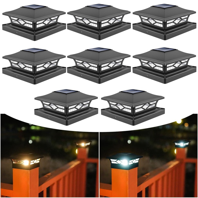 2/4/6 Pack Solar Post Deck Cap Lights Outdoor Garden Fence Landscape Lamp Vinyl gallery