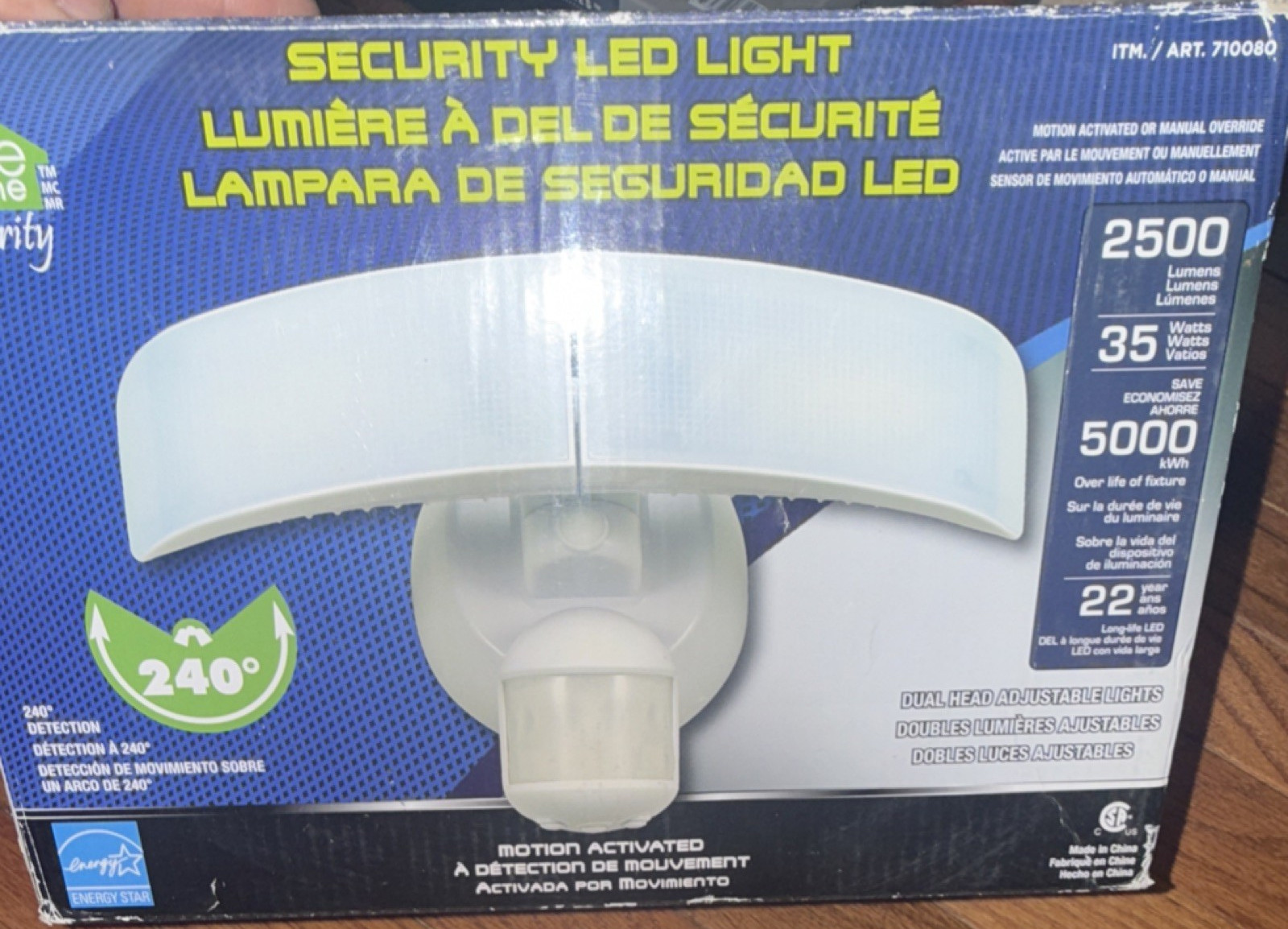 Energy Star LED Motion Activated Dual Head 2500 Lumens White Outdoor Flood Light gallery