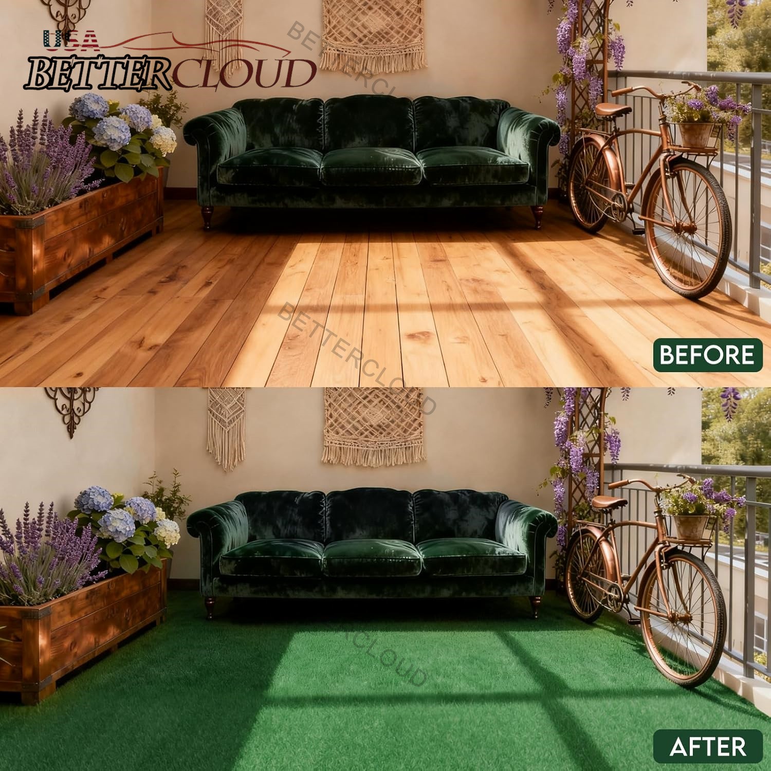Green Artificial Grass Rug 9ft x 12ft Patio Deck Indoor Outdoor Landscape NEW gallery