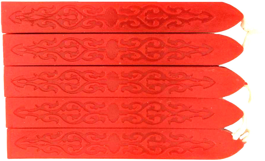 Traditional Red (solid color) Sealing Wax (with wick) - 5 Sticks