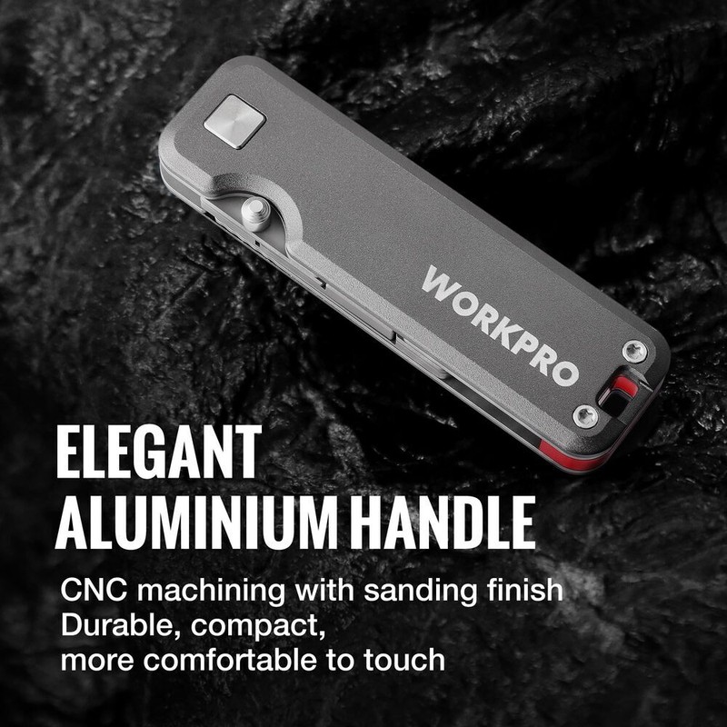 WORKPRO Titanium Folding Utility Knife CNC Unibody Box Cutter Quick Change Blade gallery