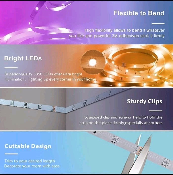 YORMICK 33ft Waterproof LED RGB Strip Lights gallery