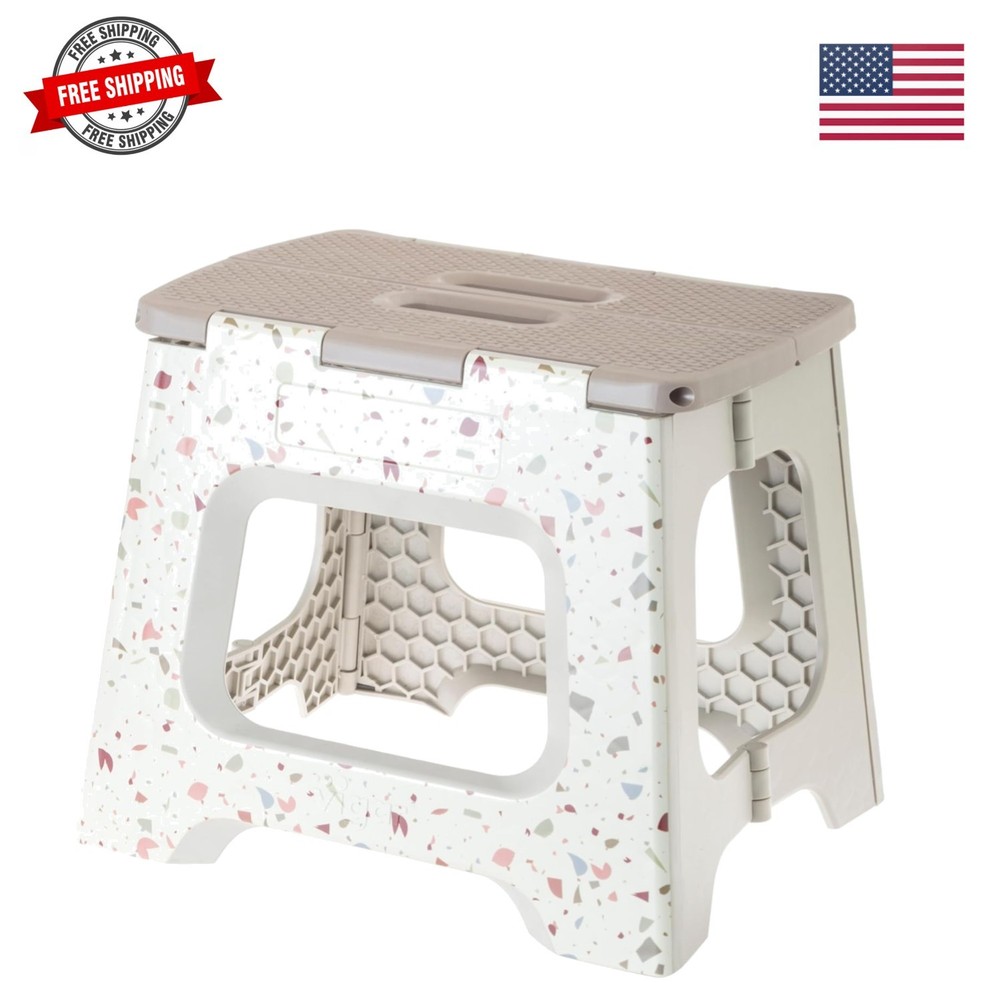 Compact Folding Step Stool - 10-1/2 Inch Foldable Step Stool for Adults, Ligh...