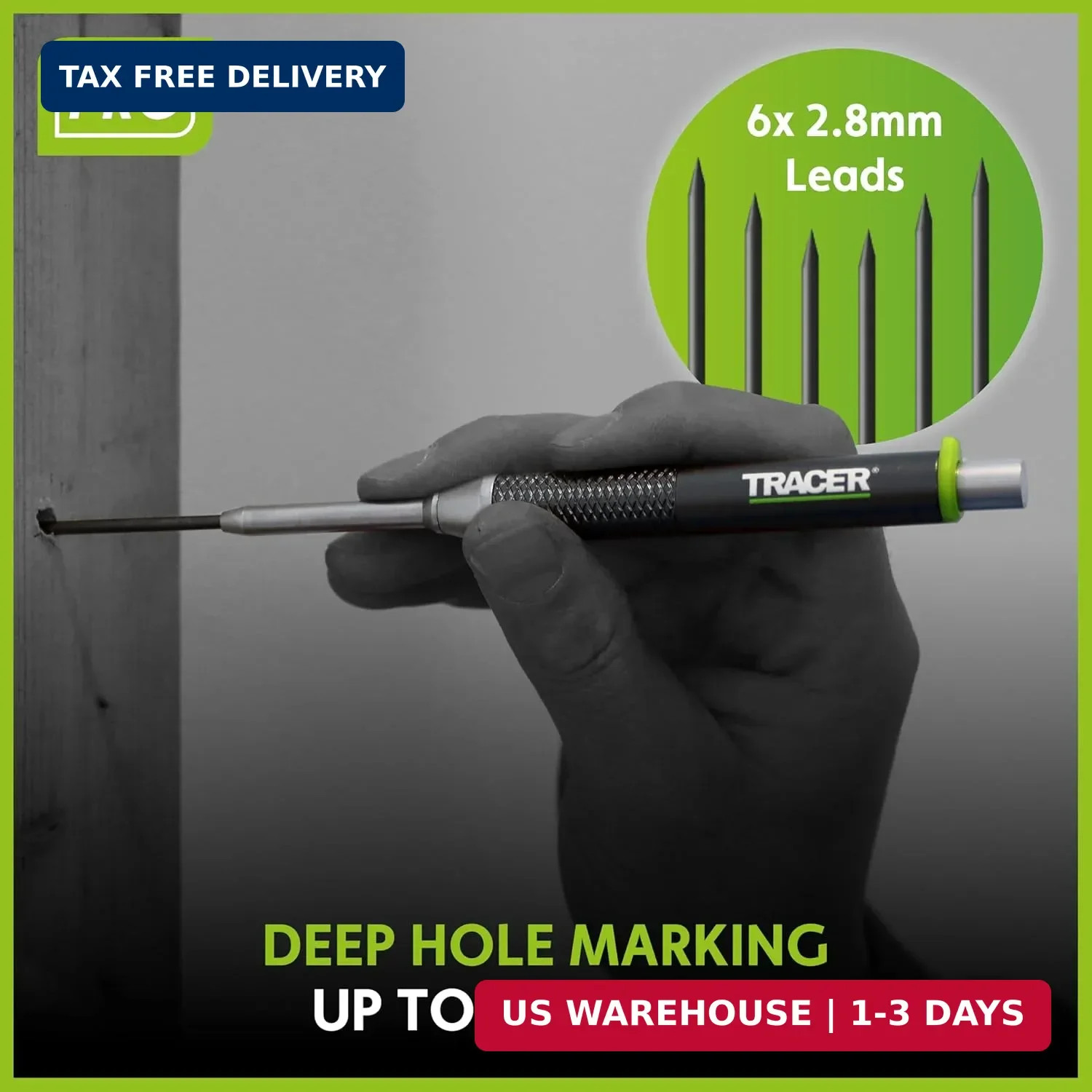 Tracer Pro Aluminum Deep Hole Construction Pencil - Durable Mechanical Carpenter gallery
