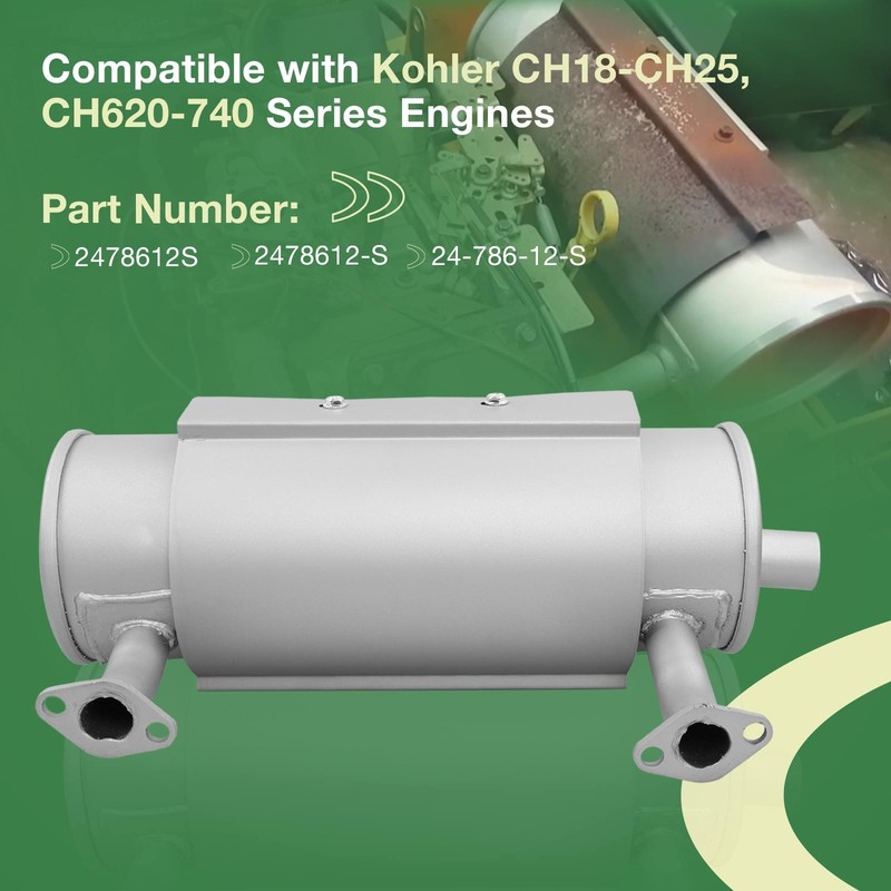 Left Muffler Kit For Kohler CH18-CH25 CH620-740 Engines Lawn Mower 24 786 12-S gallery