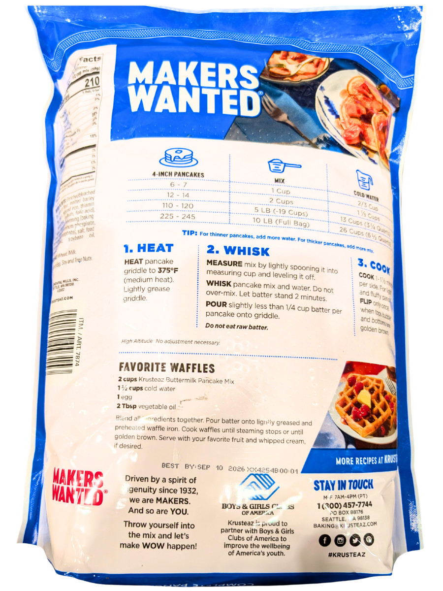 Krusteaz Buttermilk Light & Fluffy Complete Pancake Mix 10 Lb Bag EXP 06/2027 gallery