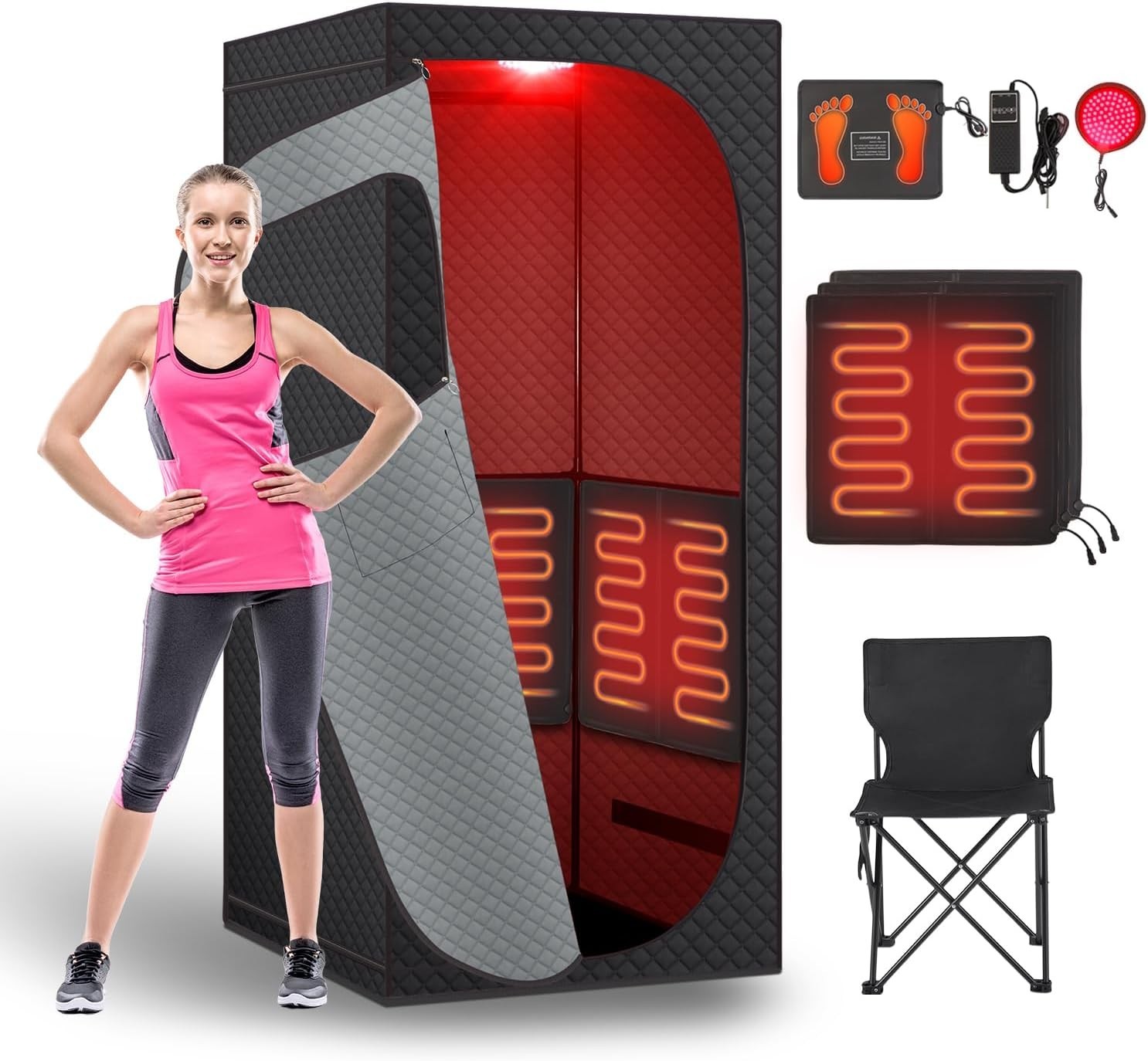 Portable Infrared Sauna Room, Dry Sauna Tent for Detoxification and Relaxation w gallery