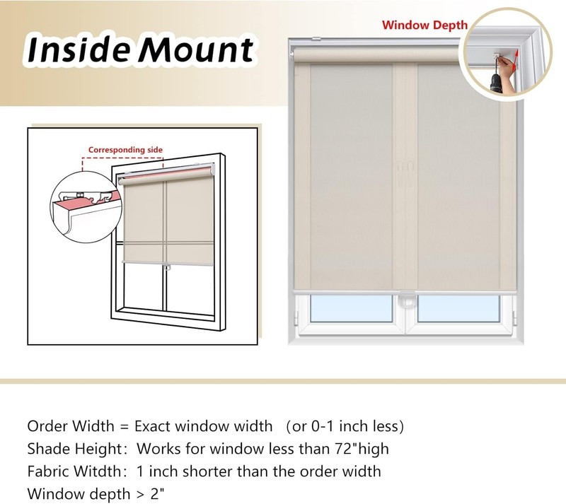 Cordless Roller Shades for Windows Light Filtering Shades with 5% Openness Solar gallery