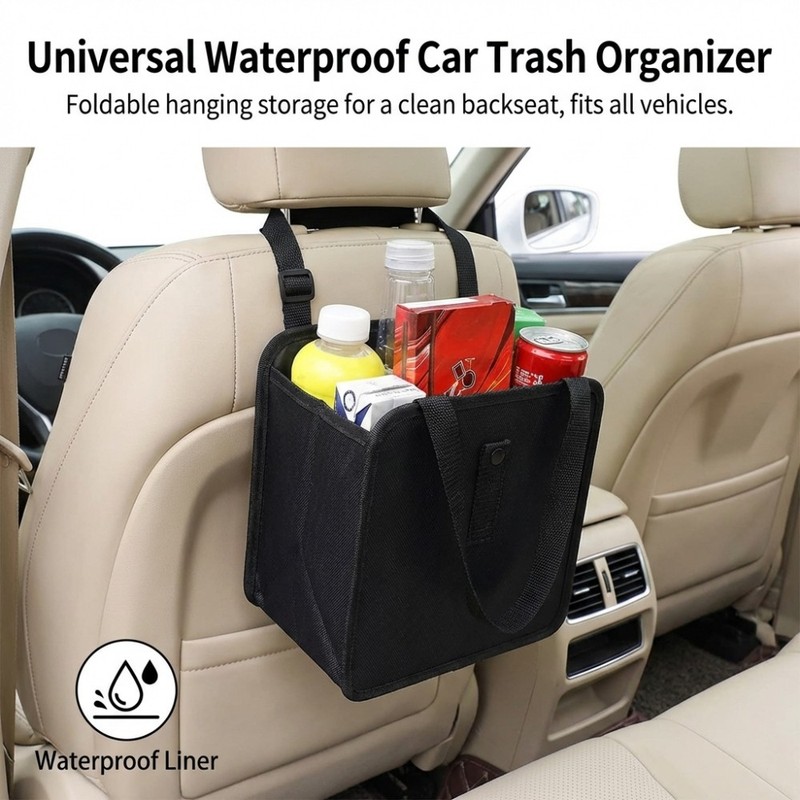 Universal Car Waterproof Storage Bag Box Hanging Trash Tin for Rear Seat gallery