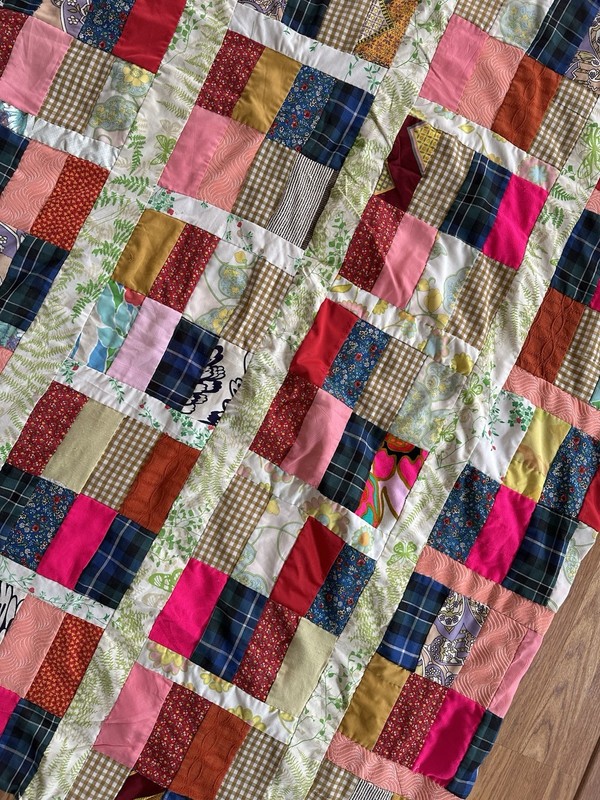 Crib Quilted Patchwork Quilt Multicolor Cotton/Polyester 48x60 Vintage gallery
