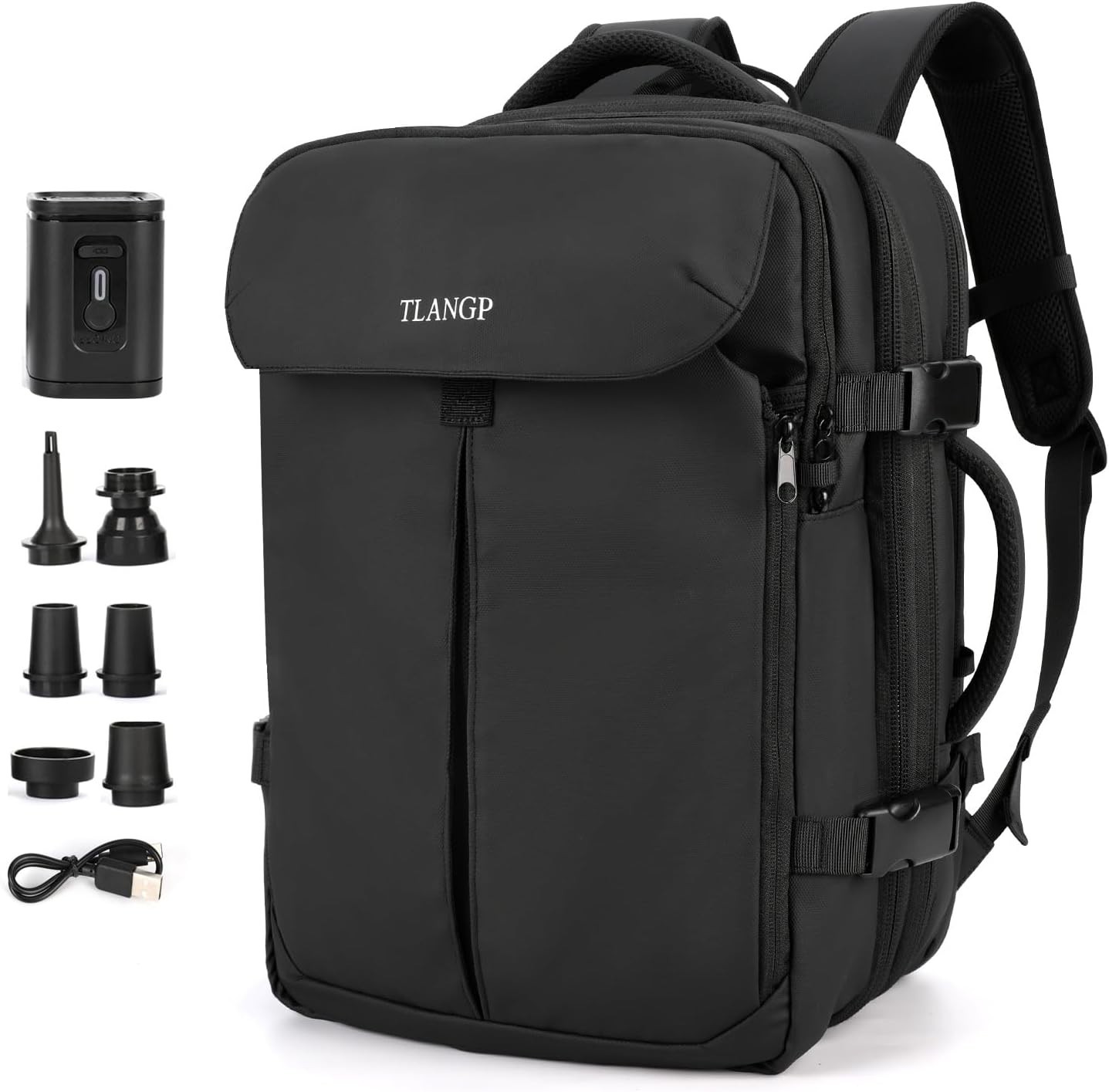 TLANGP VacPack Backpack with Vacuum Pump, Expandable Waterproof TSA Carry-On