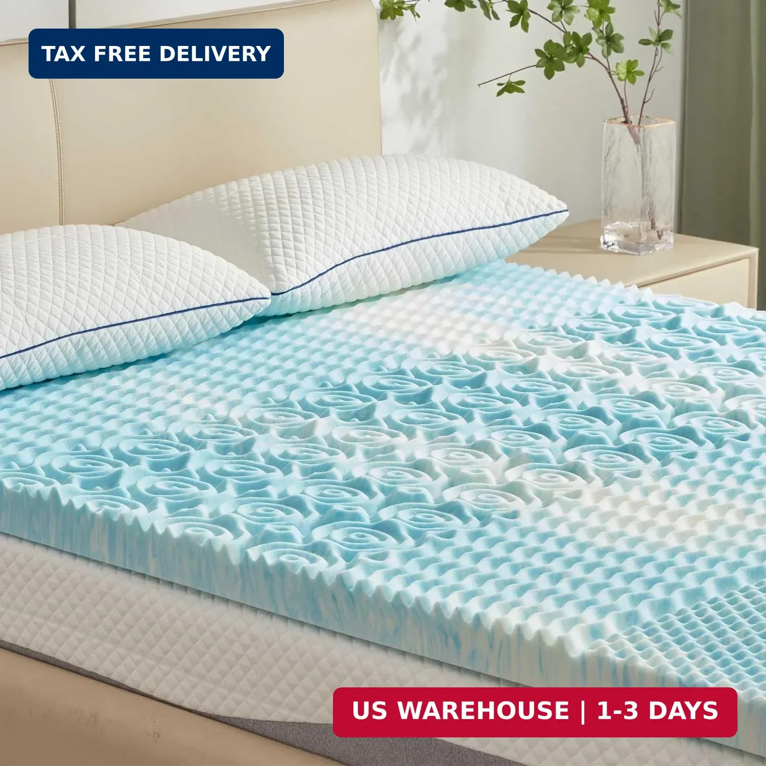 SINWEEK 2 Inch Mattress Topper 5-Zone Memory Foam Mattress Topper Pressure Relie gallery