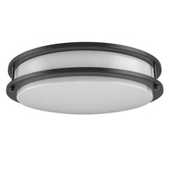14in Double Ring LED Ceiling Light, Matte Black, 24W 1800lm 120V