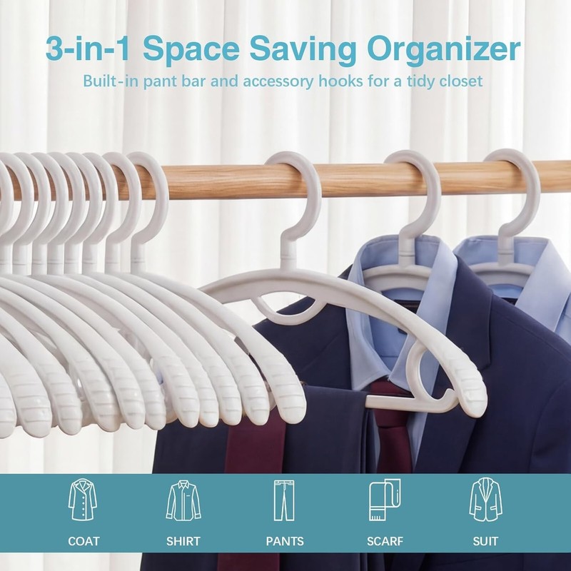Plastic Clothes Hanger, Extra Thick Plastic Wide Shoulder Adult 360 Degrees R... gallery
