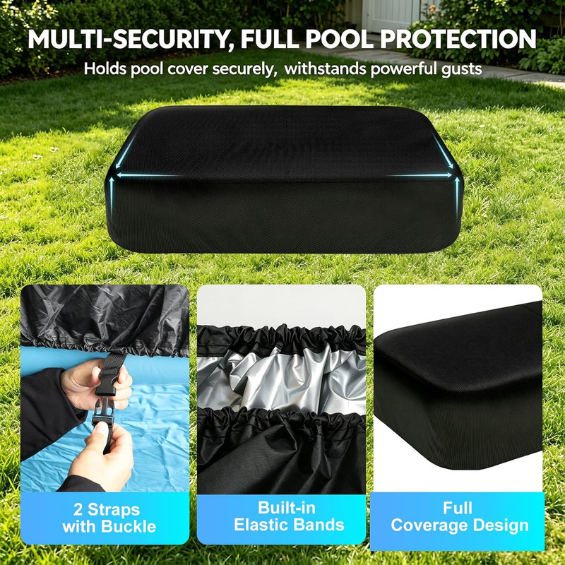 Rectangle Inflatable Pool Cover, Fits 103" L X 69" W Blow up Pool Cover with Ela gallery