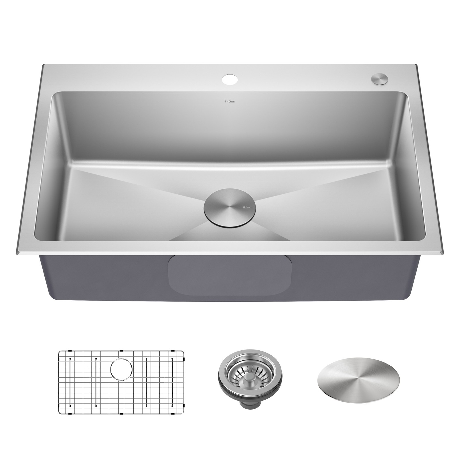 KRAUS Ajax 33" SS Drop-In/Undermount Single Bowl Sink-Certified Refurbished gallery