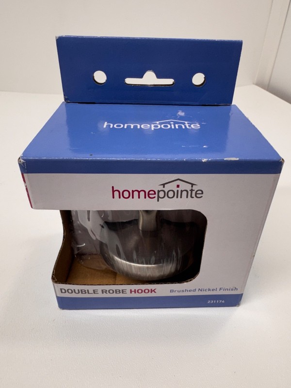 Homepointe Double Robe Hook Brushed Nickel 231174 New True Value gallery
