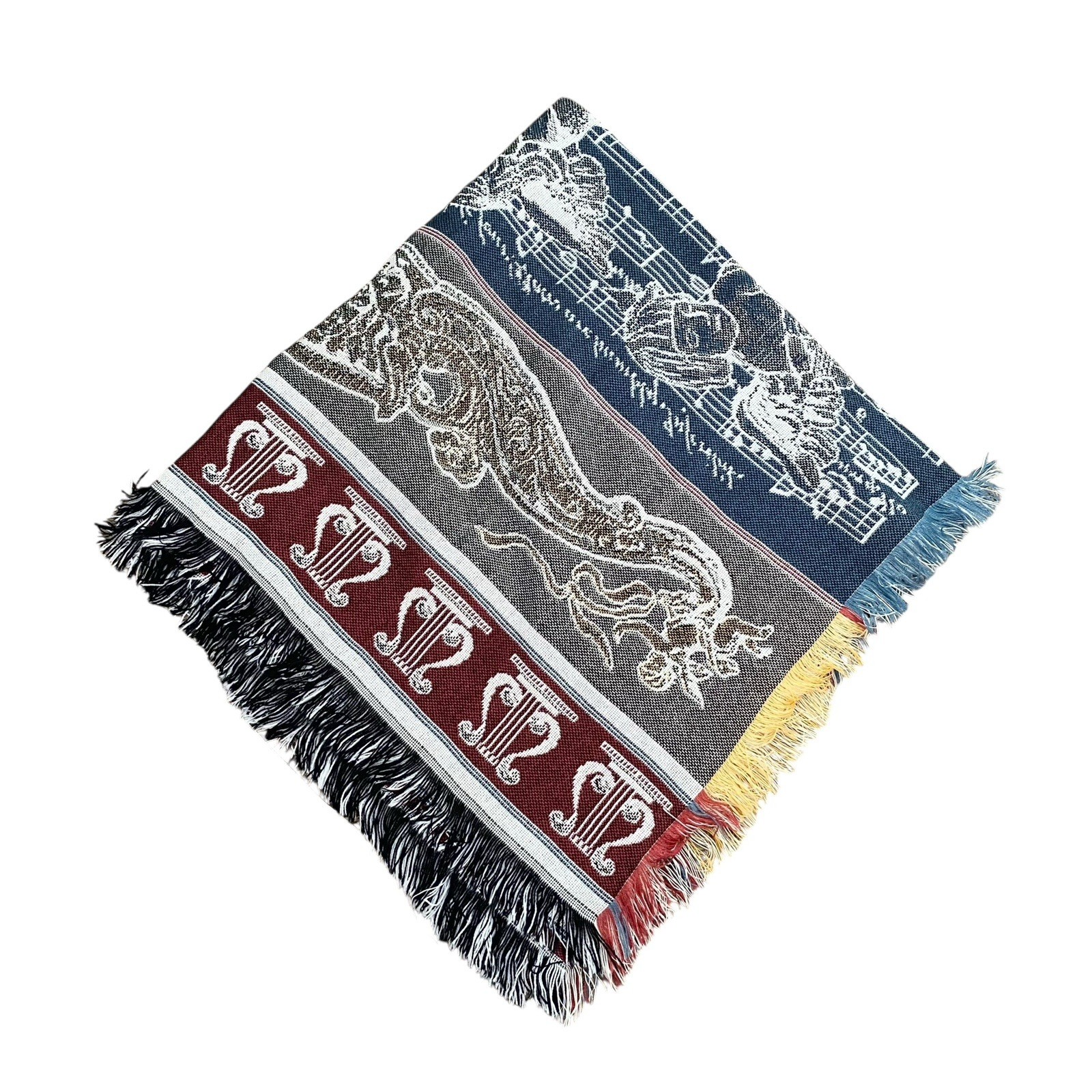 Mohawk Home Multicolor Angel Cherub Harp Tapestry Fringe Throw Blanket gallery