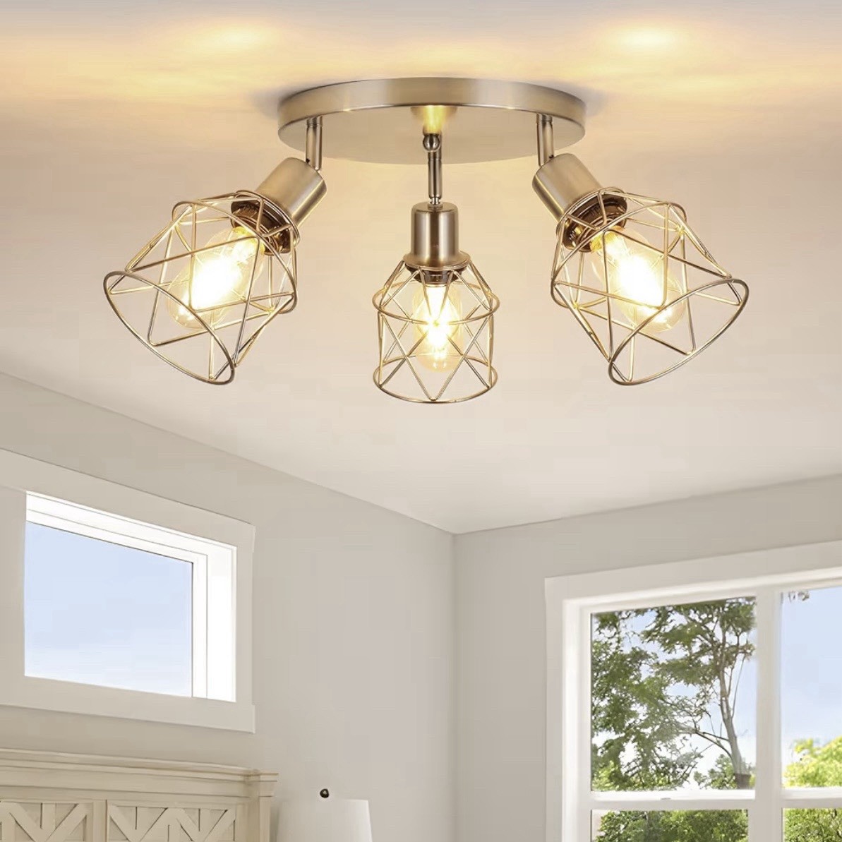 Brushed Nickel 3-Light Adjustable Ceiling Fixture Semi Flush Mount Kitchen Gold gallery
