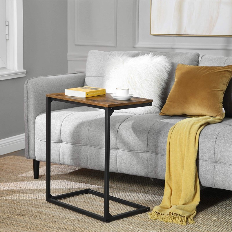 Rustic Brown/Black C Shape End Side Table 13.8x21.7x26 Inch ULNT52BX Couch gallery