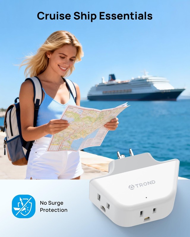 360° Rotating Outlet Extender Adapter, 3 Grounded Sockets, Multi Plug Expander f gallery