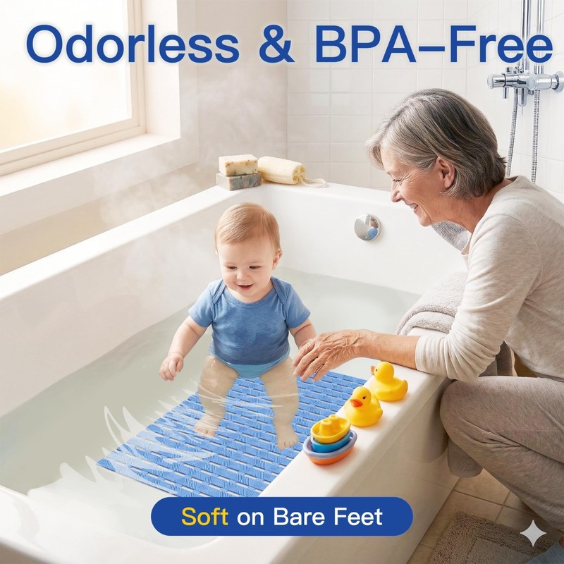 Non-Slip Bathtub Mat - Rectangular Shower Mat with 200+ Suction Cups, 40x16 Inch gallery
