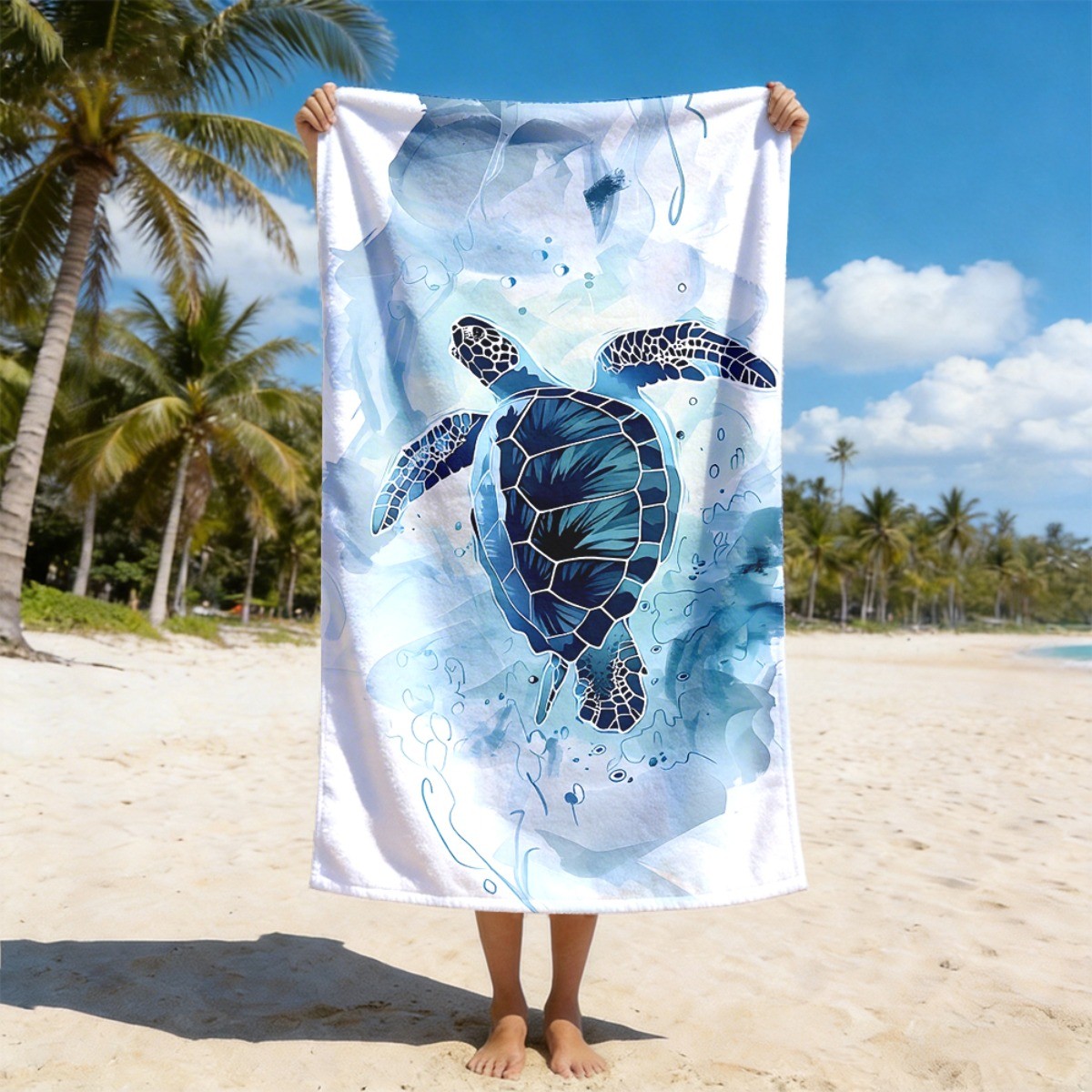 Watercolor Sea Turtle Pattern Quick Dry Beach Towel Unisex Absorbent Portable❀ gallery