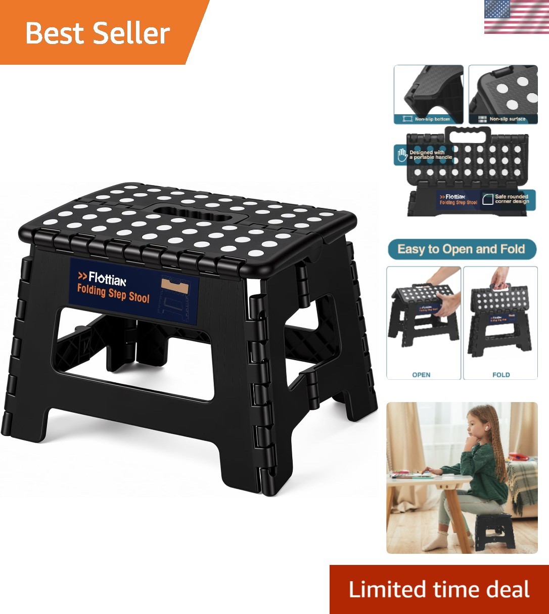 9-Inch Folding Step Stool - 300 Lbs Capacity Non-Slip Design, Perfect for Home gallery