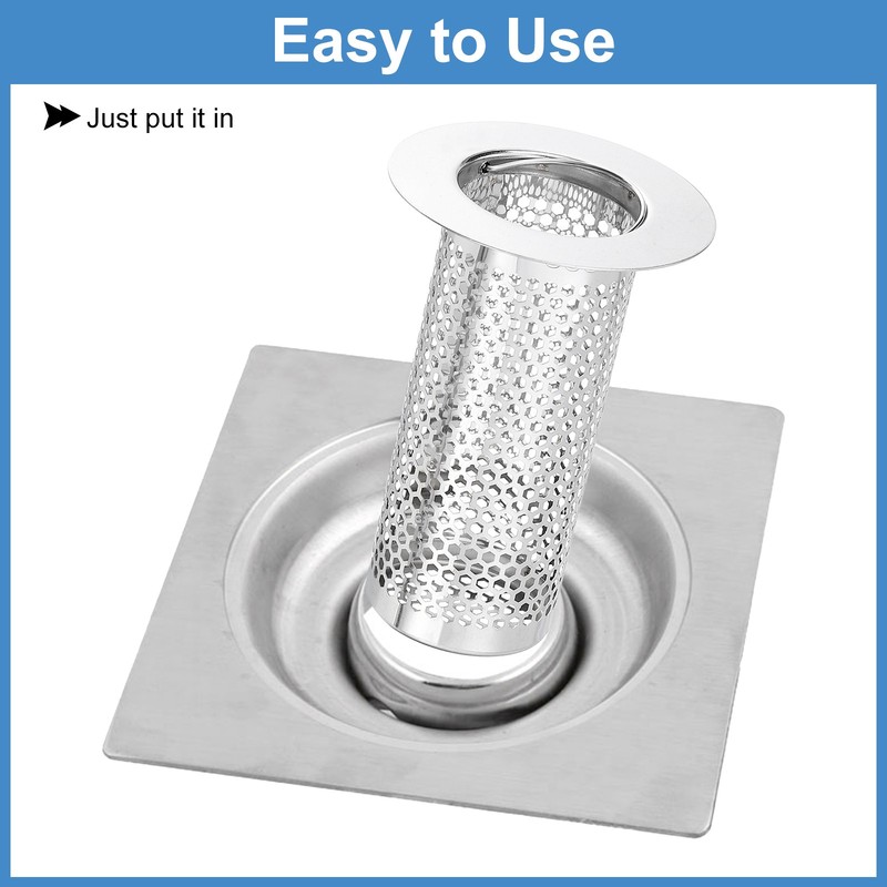 4 Pack Shower Drain Strainer 3.2" x 2.2" Stainless Steel Deep Sink Hair Catcher gallery