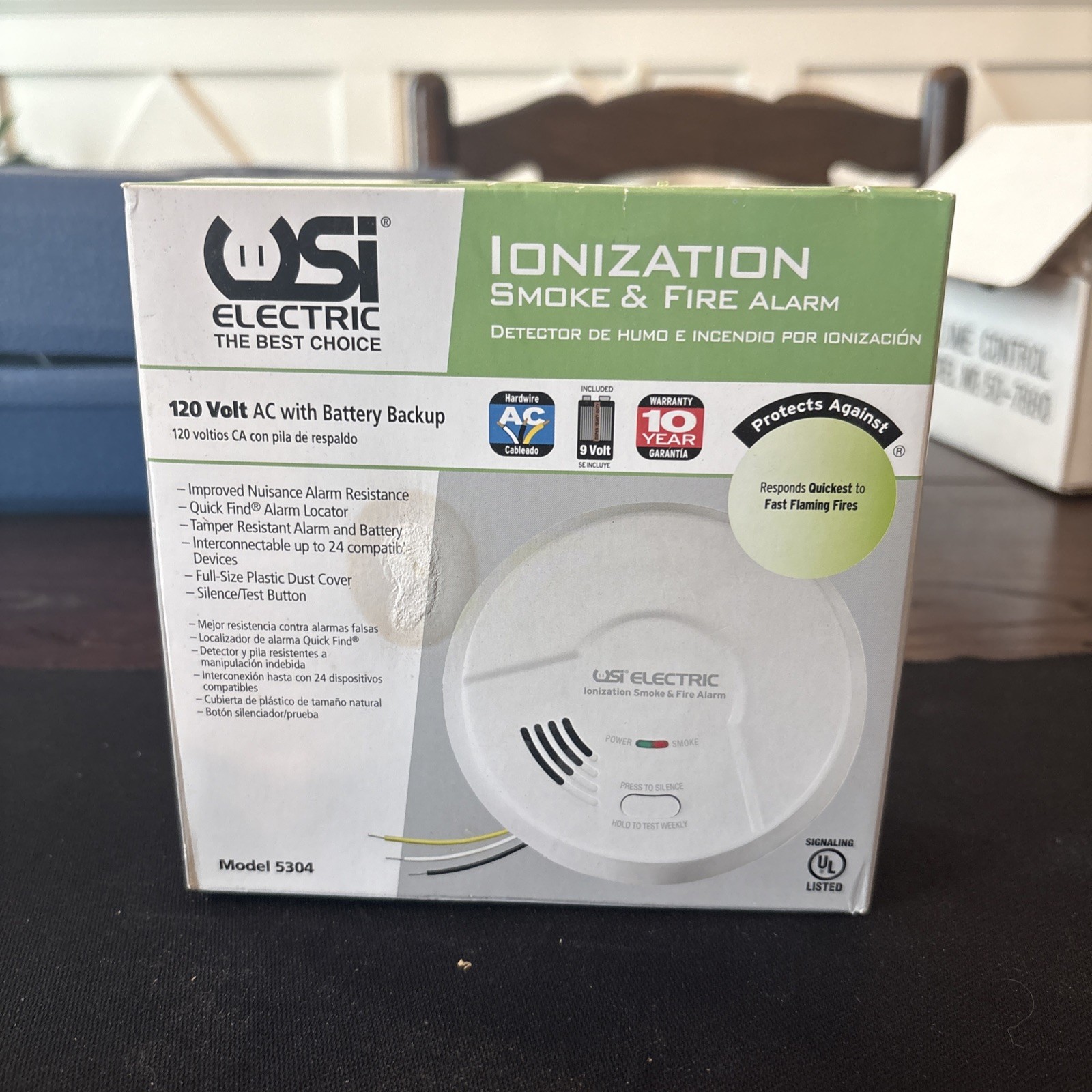 USI Electric 5304 Hardwired Ionization Smoke & Fire Alarm 120V w/ Battery Backup gallery