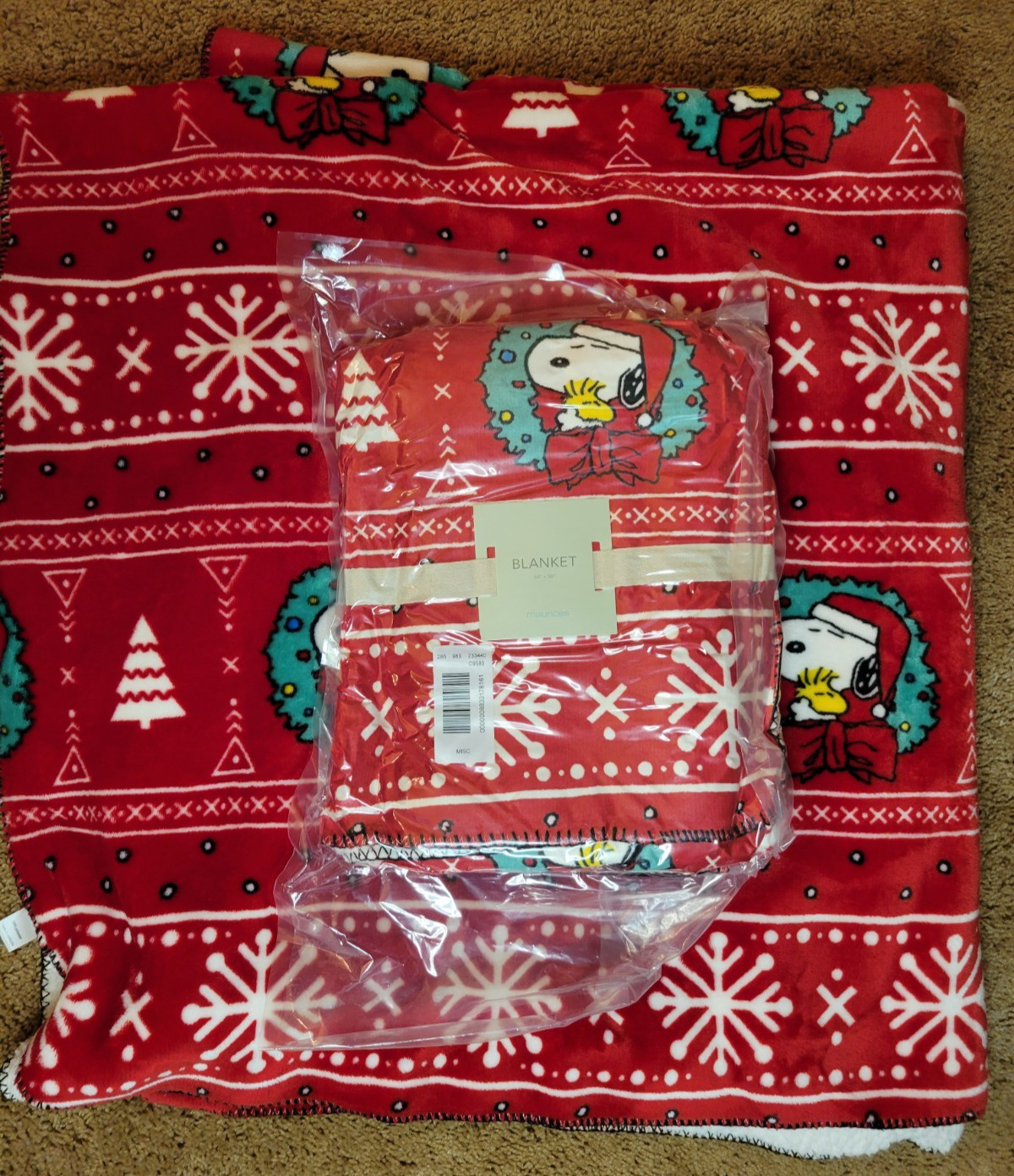 Maurice's Snoopy Holiday Fleece Throw Sherpa Fleece 60''x50'' gallery