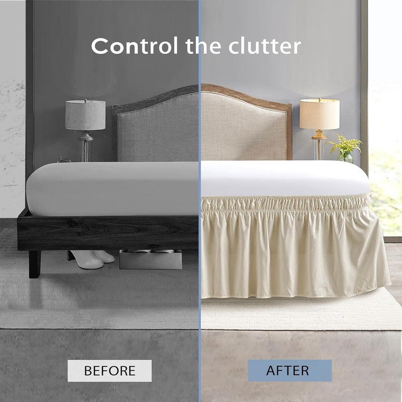 Elastic/Polyester Wrap Around Bed Skirts, Easy to Install - GG Home gallery