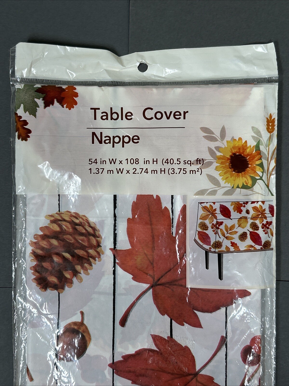 Fall Table Cover Plastic With Pinecones Leaves(BRAND NEW) 54 in W x 108 in H gallery