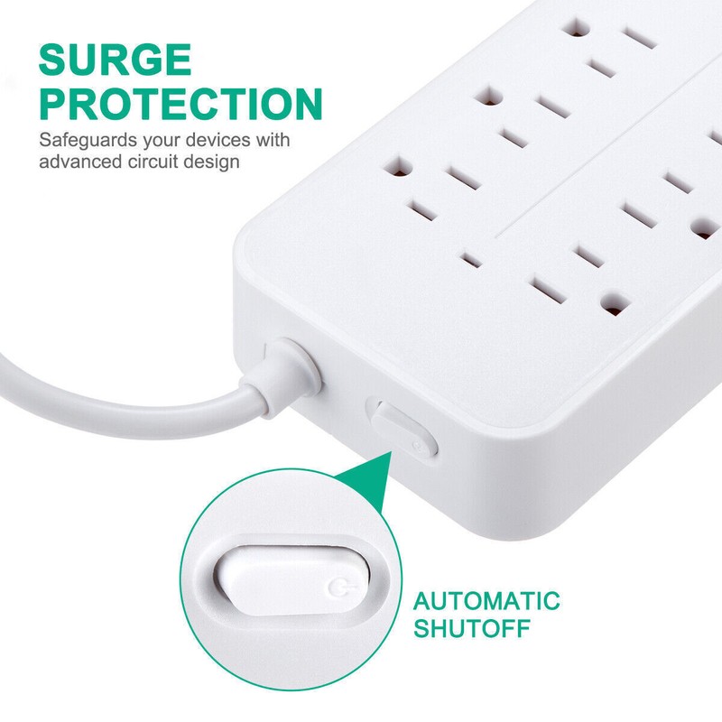 Wall Mountable USB Surge Protector Power Strip with USB Ports 8 Outlet Plugs US gallery