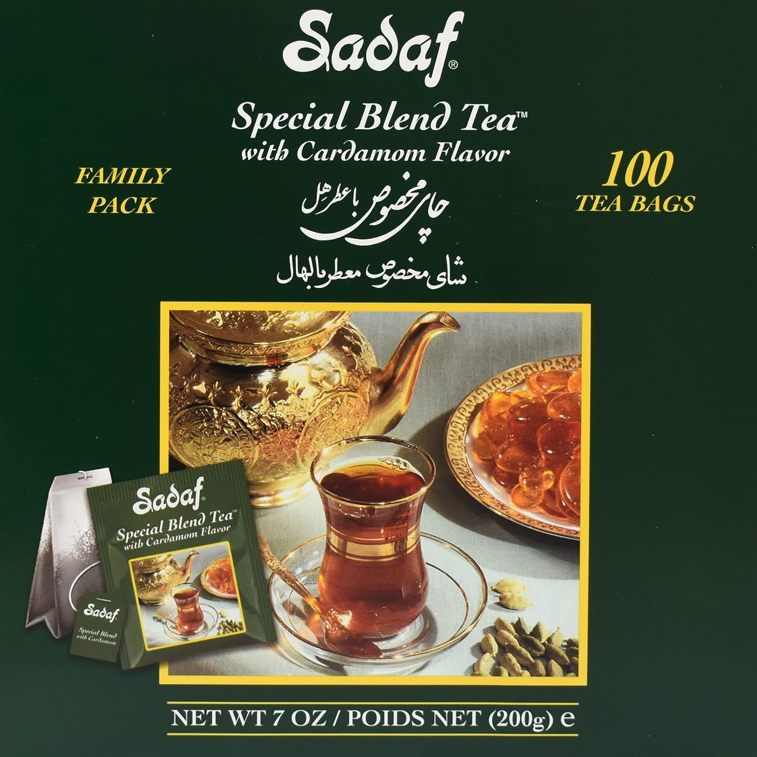 Sadaf Special Blend Cardamom Flavored Pure Ceylon Black Tea 100 Count (Foil), gallery