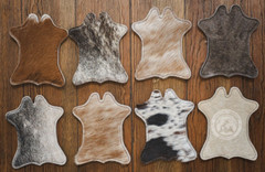 Cowhide Coaster Plain Assorted – Size 4.9 x 5.9″ – – SET OF 12