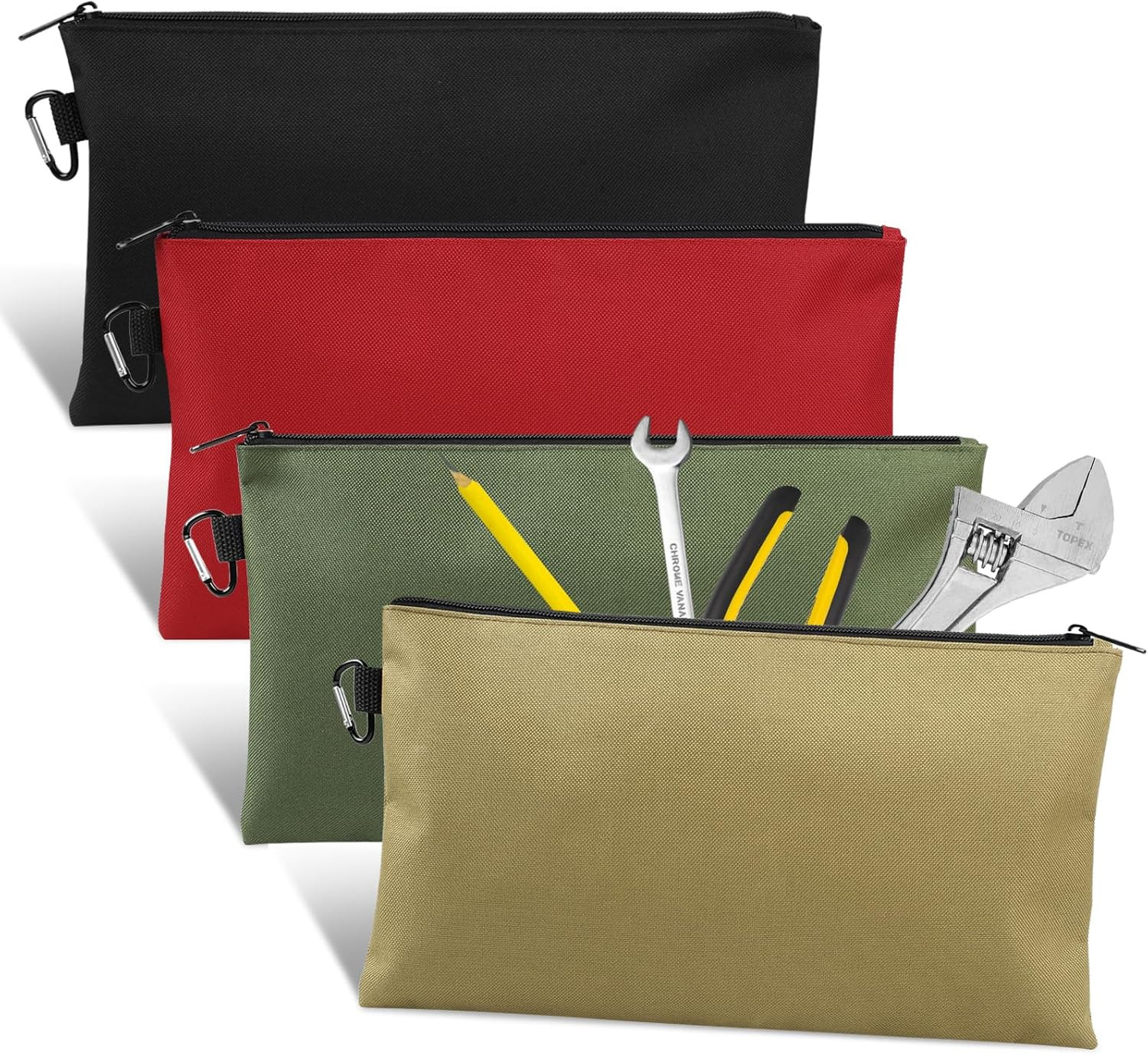 4 Pack Tool Bag, Premium Tool Pouch Zipper Bag, 12" Tool Pouch with Zipper, Mult gallery