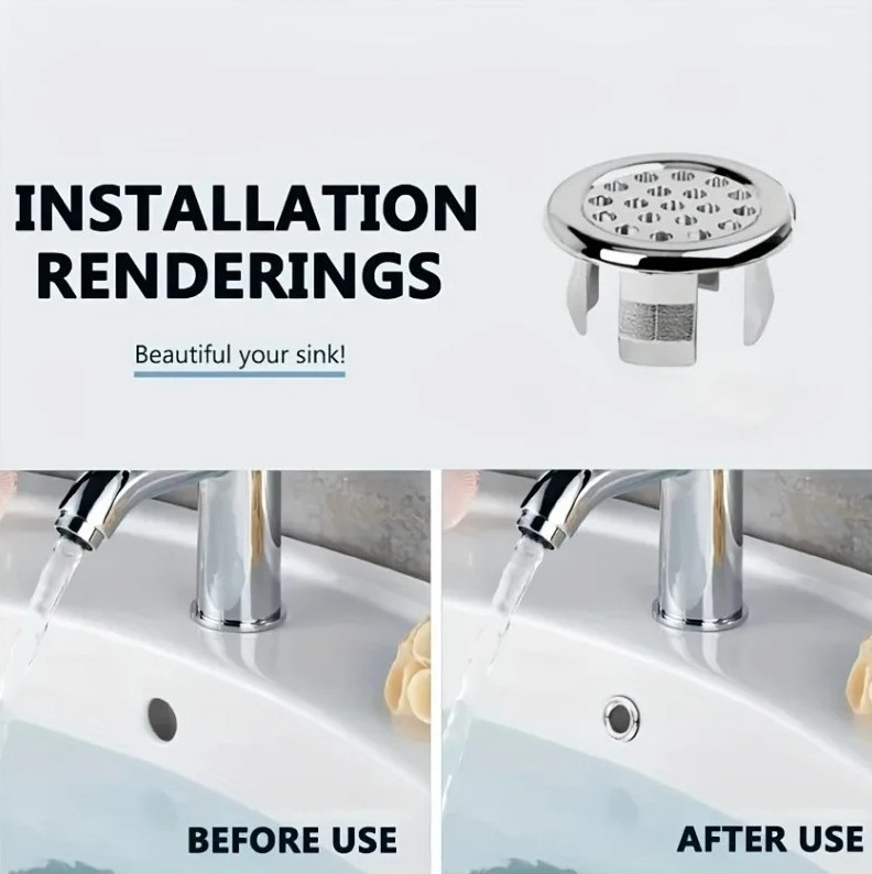 4PCS Sink Overflow Covers – Round Basin Drain Hole Insert Replacement Set gallery