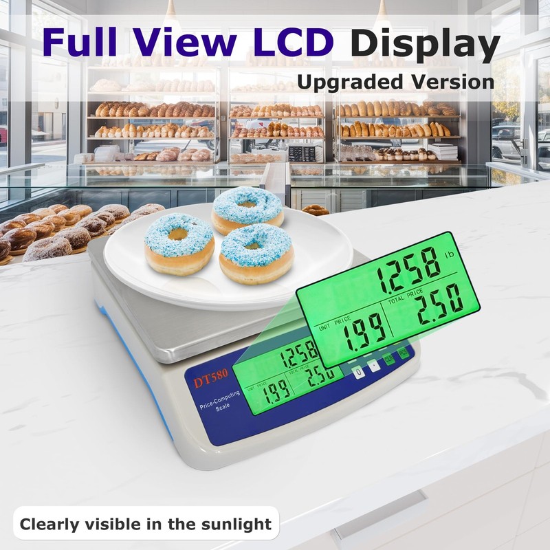 Large Digital Kitchen Scale 40kg/88lb Stainless Steel Price Computing Scale C... gallery