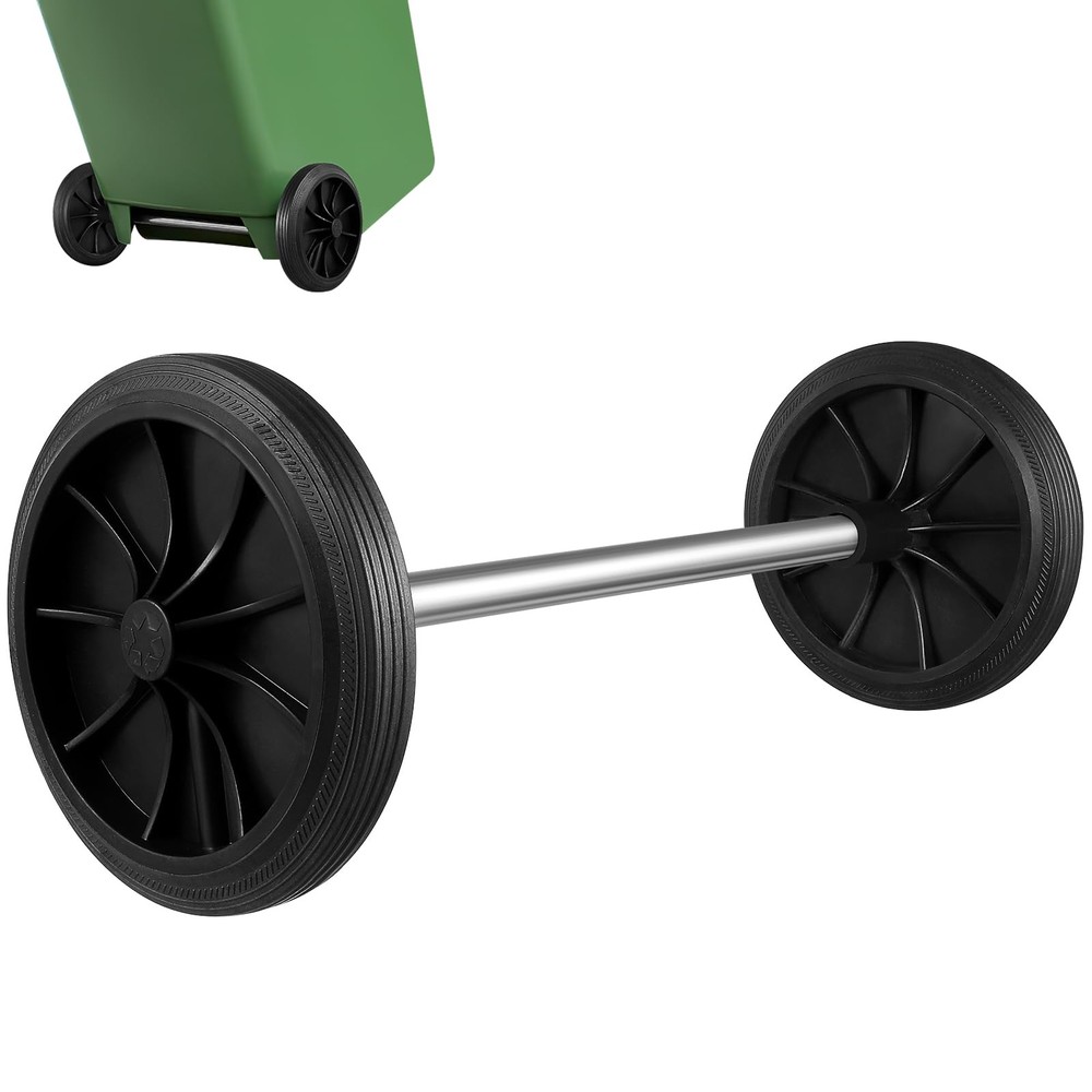 Garbage can Wheels Replacement Set with Hollow Shaft Plastic Trash can Pulley...