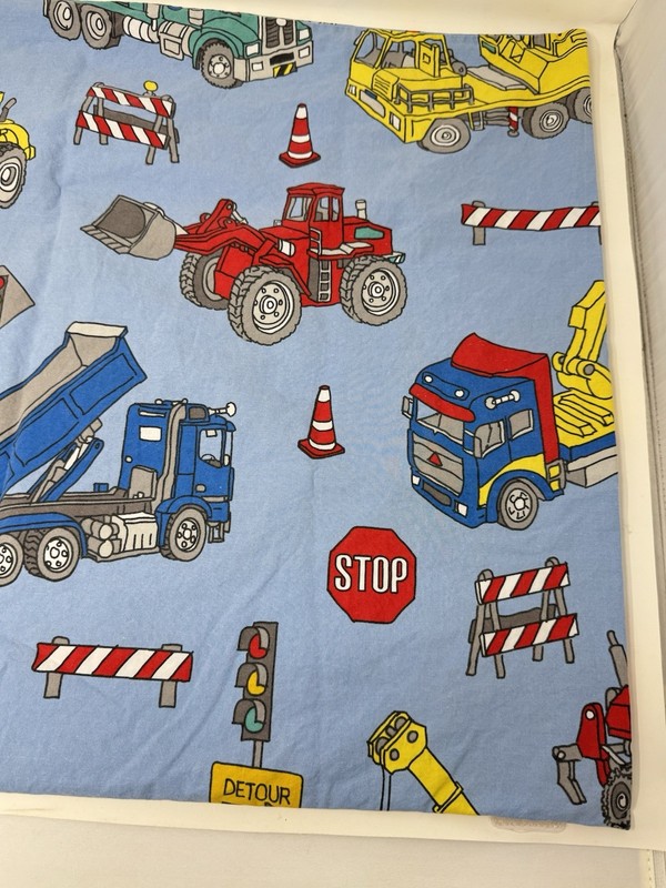 Construction Vehicles Blue Pillowcase Dump Truck Digger Road Work Organic Cotton gallery